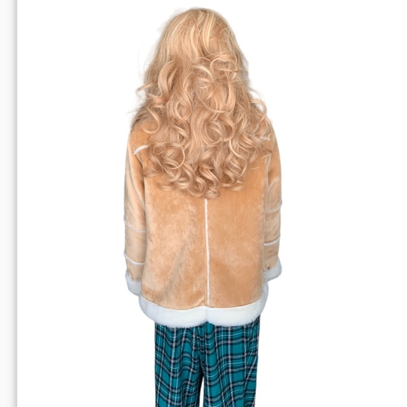 LANDSEND Womens Petite Faux Sheepskin Shearling Warm Winter Fleece Moto Jacket - Picture 3 of 11